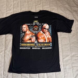 RARE Y2K WCW FallBrawl Goldberg vs Steiner Buffalo NY T-shirt  Men’s XL NEW NOS